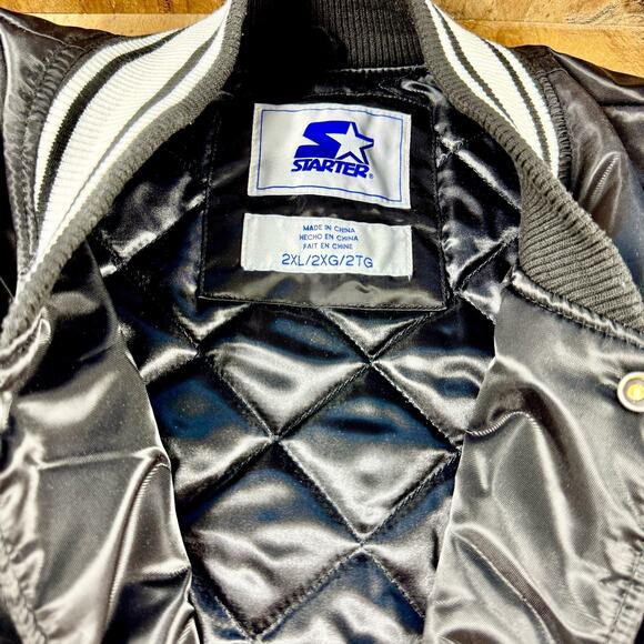 JACK DANIELS Black Satin Bomber STARTER Jacket Mens 2XL Tennessee Whiskey EX - Picture 4 of 12